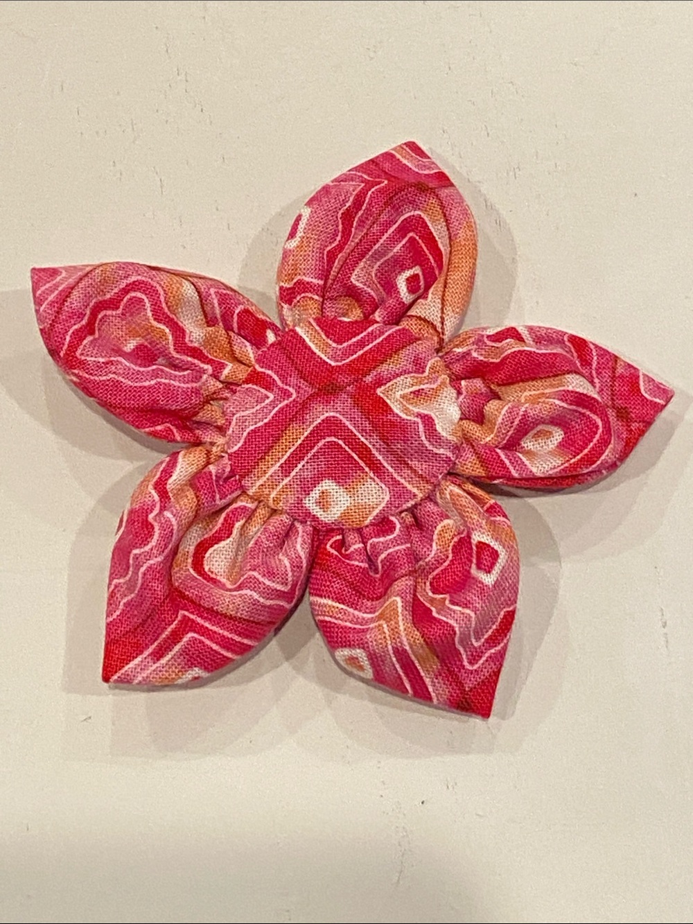 Pet Collar Flower in Pink Squares - Picture 3 of 4